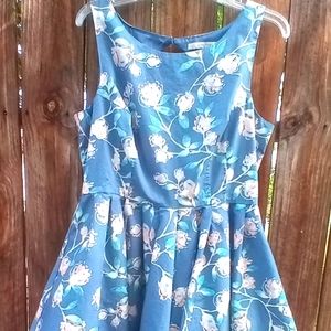 Lauren Conrad Blue Magnolia Floral Dress